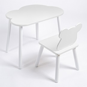 Комплект детский стол ОБЛАЧКО и стул МИШКА ROLTI Baby (белая столешница/белое сиденье/белые ножки) в Урае - uray.ok-mebel.com | фото