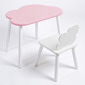 Комплект детский стол ОБЛАЧКО и стул ОБЛАЧКО ROLTI Baby (розовая столешница/белое сиденье/белые ножки) в Урае - uray.ok-mebel.com | фото