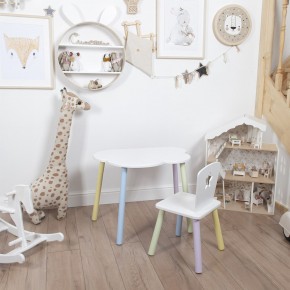 Комплект детский стол ОБЛАЧКО и стул ЗВЕЗДА ROLTI Baby (белая столешница/белое сиденье/цветные ножки) в Урае - uray.ok-mebel.com | фото
