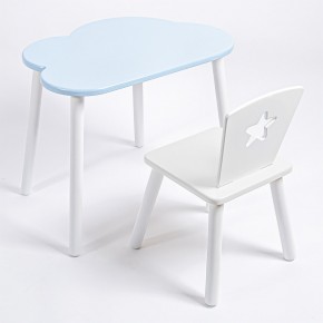 Комплект детский стол ОБЛАЧКО и стул ЗВЕЗДА ROLTI Baby (голубая столешница/белое сиденье/белые ножки) в Урае - uray.ok-mebel.com | фото