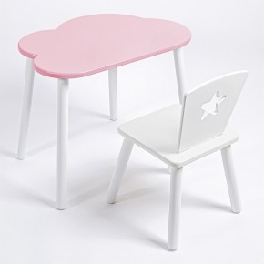 Комплект детский стол ОБЛАЧКО и стул ЗВЕЗДА ROLTI Baby (розовая столешница/белое сиденье/белые ножки) в Урае - uray.ok-mebel.com | фото