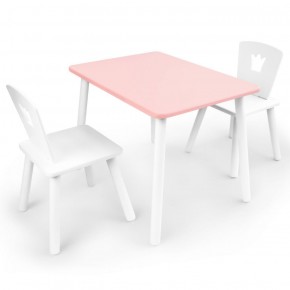 Комплект детской мебели стол и два стула Корона  (Розовый/Белый/Белый) в Урае - uray.ok-mebel.com | фото 1