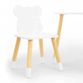 Комплект детской мебели стол и два стула Мишутка (Белый/Белый/Береза) в Урае - uray.ok-mebel.com | фото