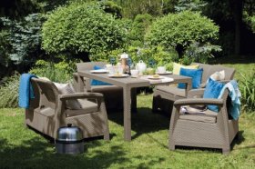 Комплект мебели Корфу Фиеста (Corfu fiesta set) капучино - песок в Урае - uray.ok-mebel.com | фото 2