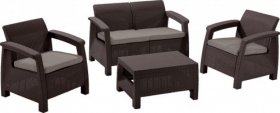 Комплект мебели Корфу сет (Corfu set) коричневый - серо-бежевый * в Урае - uray.ok-mebel.com | фото 1