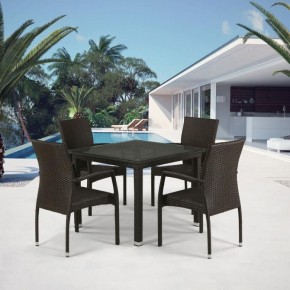 Комплект плетеной мебели T257A/YC379A-W53 Brown (4+1) + подушки на стульях в Урае - uray.ok-mebel.com | фото