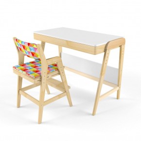 Комплект растущий стол и стул с чехлом 38 попугаев «Вуди» (Белый, Береза, Ромбы) в Урае - uray.ok-mebel.com | фото