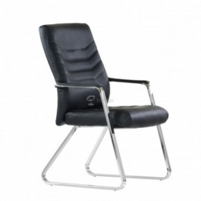 Кресло Barneo K-25 для посетителей и переговорных (хром, черная экокожа) в Урае - uray.ok-mebel.com | фото