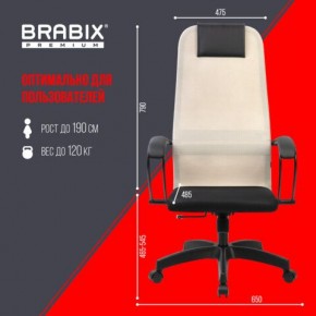 Кресло BRABIX PREMIUM "Ultimate EX-800" пластик, плотная двойная сетка Х2, черное/бежевое, 532916 в Урае - uray.ok-mebel.com | фото 6