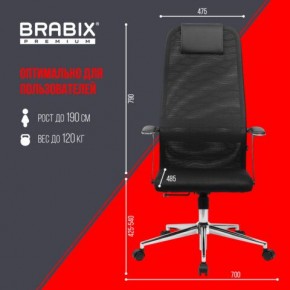 Кресло BRABIX PREMIUM "Ultimate EX-801" хром, плотная двойная сетка Х2, черное, 532917 в Урае - uray.ok-mebel.com | фото 7