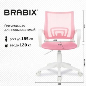 Кресло BRABIX "Fly MG-396W", с подлокотниками, пластик белый, сетка, розовое, 533008 в Урае - uray.ok-mebel.com | фото 5