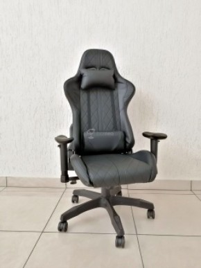 Кресло геймерское Barneo K-52 (черная экокожа черные вставки) в Урае - uray.ok-mebel.com | фото