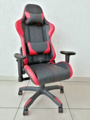 Кресло геймерское Barneo K-52 (черная экокожа красные вставки) в Урае - uray.ok-mebel.com | фото