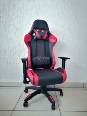 Кресло геймерское Barneo K-53 (черная экокожа красные вставки) в Урае - uray.ok-mebel.com | фото