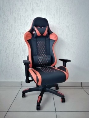Кресло геймерское Barneo K-53 (черная экокожа оранжевые вставки) в Урае - uray.ok-mebel.com | фото