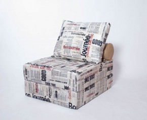 Кресло-кровать-пуф бескаркасное Прайм (Газета) в Урае - uray.ok-mebel.com | фото