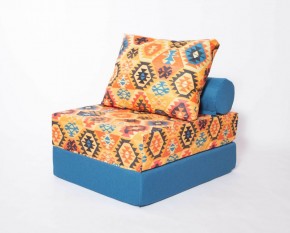Кресло-кровать-пуф бескаркасное Прайм (мехико желтый-морская волна) в Урае - uray.ok-mebel.com | фото