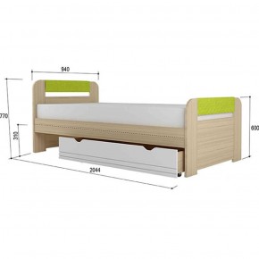 Кровать 900 + Подлокотники Стиль № 900.3 NEW (туя светлая/лайм) в Урае - uray.ok-mebel.com | фото 2
