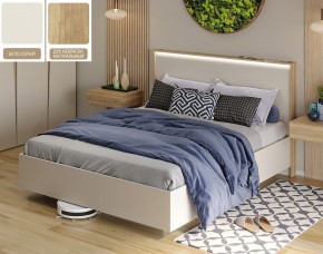 Кровать (Бело-серый U775 ST9/Дуб Небраска натуральный) 1600 в Урае - uray.ok-mebel.com | фото