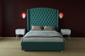 Кровать Берлин ЛЮКС с ПМ 2000 (велюр бирюзовый) в Урае - uray.ok-mebel.com | фото 2