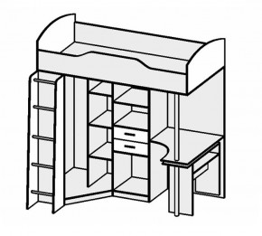 Кровать-чердак Бриз-1 УНИ (Белый глянец/Бетон светлый) в Урае - uray.ok-mebel.com | фото 2