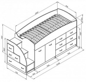 Кровать-чердак "Дюймовочка-4"  Дуб молочный/Розовый в Урае - uray.ok-mebel.com | фото 3