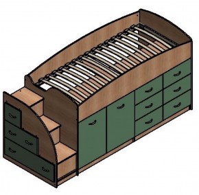 Кровать-чердак "Дюймовочка-4.1"  Дуб молочный/Венге в Урае - uray.ok-mebel.com | фото 2