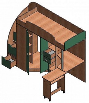 Кровать-чердак "Теремок-1 Гранд"  Дуб молочный/Голубой в Урае - uray.ok-mebel.com | фото 3