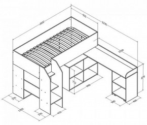 Кровать-чердак "Теремок-2" Дуб молочный/Оранжевый в Урае - uray.ok-mebel.com | фото 3