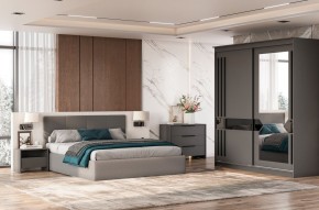 Кровать двойная №4 с основанием (Серый) в Урае - uray.ok-mebel.com | фото 3