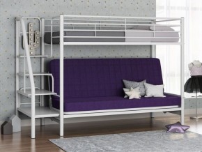 Кровать двухъярусная с диваном "Мадлен-3" (Белый/Фиолетовы) в Урае - uray.ok-mebel.com | фото 1
