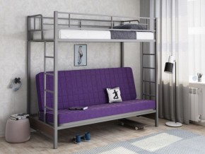 Кровать двухъярусная с диваном "Мадлен" (Серый/Фиолетовый) в Урае - uray.ok-mebel.com | фото