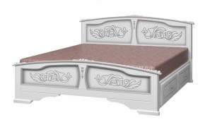 ЕЛЕНА Кровать из массива 1600 (Белый жемчуг) с 2-мя ящиками в Урае - uray.ok-mebel.com | фото