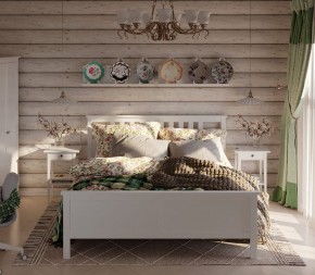Кровать Кантри двухспальная 180х200, массив сосны, цвет белый в Урае - uray.ok-mebel.com | фото 4