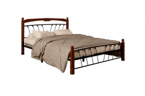 Кровать "Муза 1" КМД10  Черная (1400*2000) (ножки-махагон) с коваными изделиями в Урае - uray.ok-mebel.com | фото