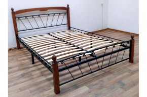 Кровать "Муза 1" КМД10 Черная (1600*2000) (ножки-махагон) с коваными изделиями в Урае - uray.ok-mebel.com | фото 2