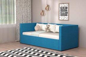 Кровать с ПМ (арт.030) (с/м 900*2000мм) (б/матр), ткань синяя в Урае - uray.ok-mebel.com | фото