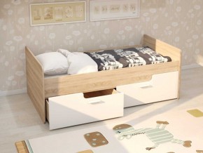Кровать Умка К-001 + ящики (Дуб Сонома/Белый глянец) в Урае - uray.ok-mebel.com | фото 1