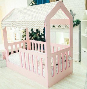 Кровать-домик без ящика 800*1600 (Розовый) в Урае - uray.ok-mebel.com | фото