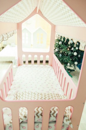 Кровать-домик без ящика 800*1600 (Розовый) в Урае - uray.ok-mebel.com | фото 3