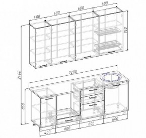 Кухонный гарнитур Антрацит 2200 (Стол. 26мм) в Урае - uray.ok-mebel.com | фото 3