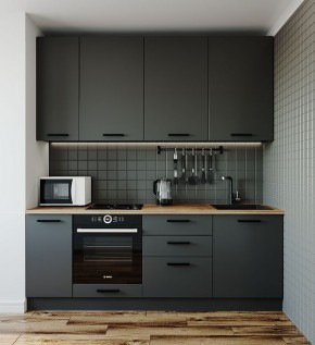 Кухонный гарнитур Антрацит 2200 (Стол. 38мм) в Урае - uray.ok-mebel.com | фото