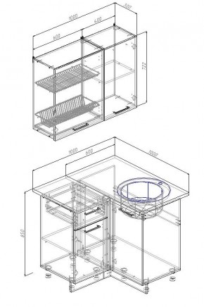 Кухонный гарнитур угловой Лада 1000х1000 (Стол. 38мм) в Урае - uray.ok-mebel.com | фото 2