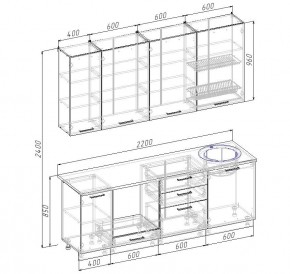 Кухонный гарнитур Вегас 2200 h950 (Стол. 38мм) в Урае - uray.ok-mebel.com | фото 2