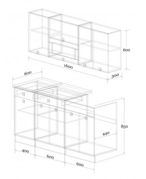 Кухонный гарнитур Виола 1600 (Венге/Дуб Сонома/Дуб Юкон) в Урае - uray.ok-mebel.com | фото 2