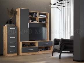 МАРТИНА Гостиная центральная секция (Графит/Дуб крафт) в Урае - uray.ok-mebel.com | фото 3