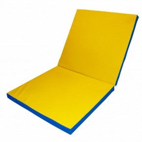 Мат гимнастический 2х1х0,1м складной цв. синий-желтый в Урае - uray.ok-mebel.com | фото