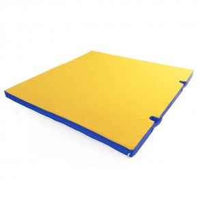Мат гимнастический 1х1х0,08м с вырезом под стойки цв. синий-желтый в Урае - uray.ok-mebel.com | фото