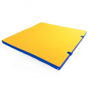 Мат гимнастический 1х1х0,05м с вырезом под стойки цв. синий-желтый в Урае - uray.ok-mebel.com | фото 1
