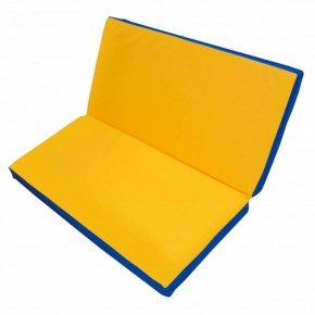 Мат гимнастический 1х1х0,1м складной цв. синий-желтый в Урае - uray.ok-mebel.com | фото
